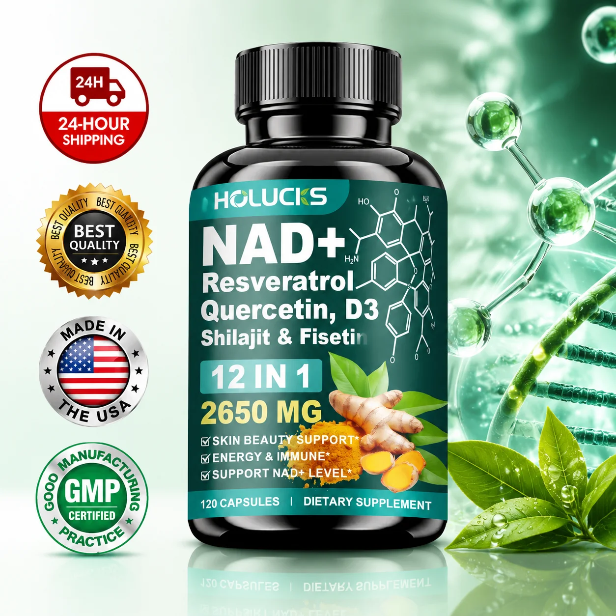 Health With Wellness - Integratore NAD+ ad alta potenza, con